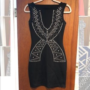 Black Bodycon Studded Dress